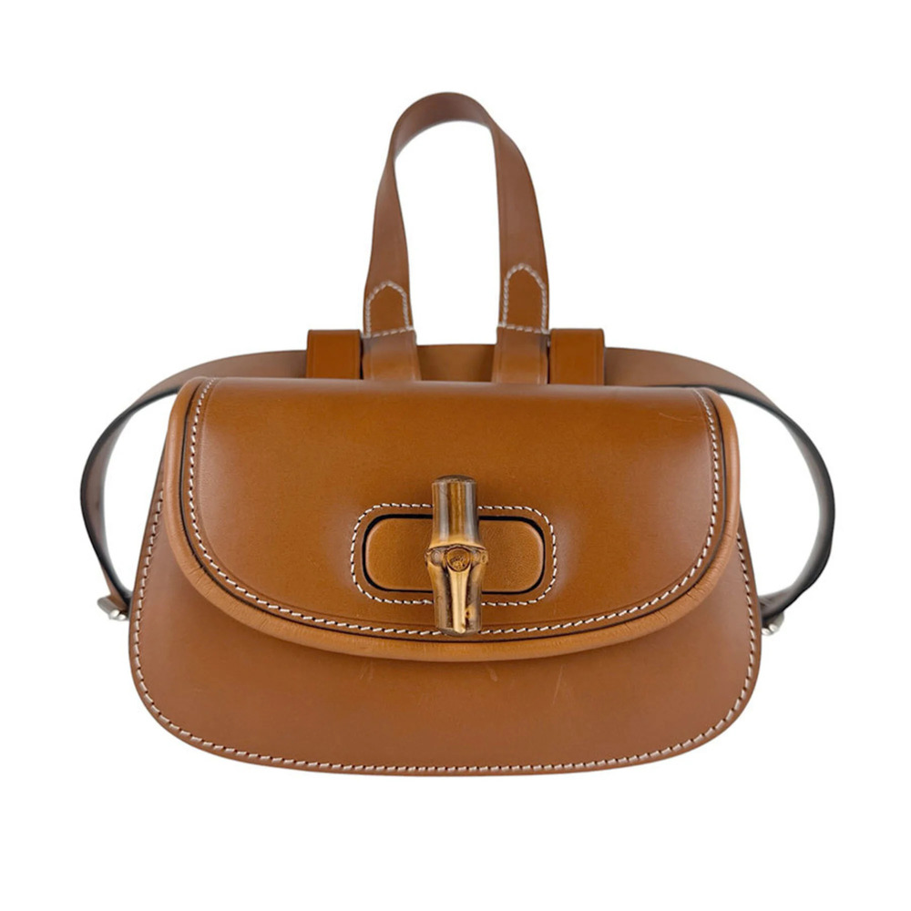 GUCCI Brown Leather Bamboo Fanny Pack